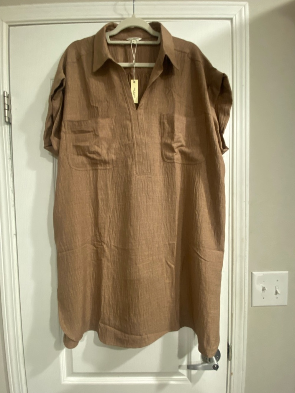 Max Studio Women’s Short-Sleeve Shirt Dress in Brown